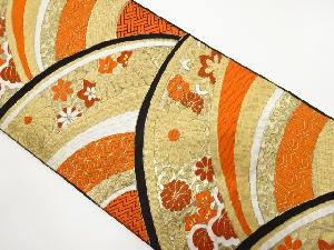 アンティーク　変わり青海波に花唐草模様織り出し袋帯（材料）